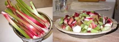 Making rhubarb pie.